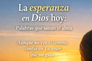 Persona observando un amanecer luminoso mientras lee una reflexión espiritual en su móvil, símbolo de esperanza, fe en Dios y palabras que sanan el alma.