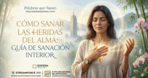 Persona encontrando paz interior y sanación emocional en un entorno tranquilo.