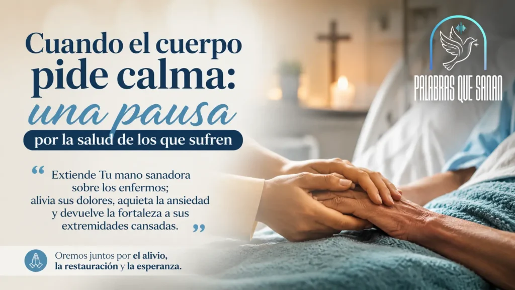 Luz suave entrando por una ventana iluminando unas manos entrelazadas en actitud de descanso y esperanza por la salud